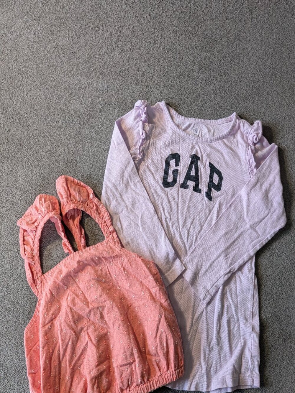 Gap Kids Girls Bundle 2pc Lilac Logo Top Size 5 Pink Ruffle Top Size S